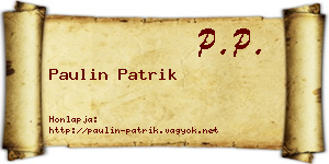 Paulin Patrik névjegykártya